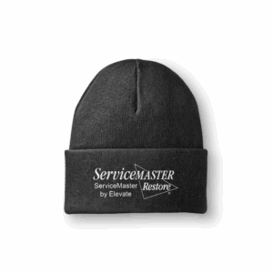 Black beanie with ServiceMaster Restore logo.