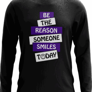 Black shirt with motivational text design.