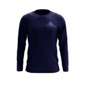 Navy blue long-sleeve shirt with logo.