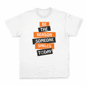 White t-shirt with motivational text design.
