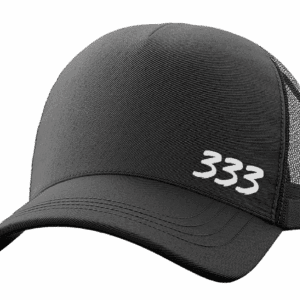 Black cap with "333" embroidered on it.