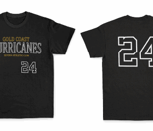 Black T-shirt with "24" and "HURRICANES".