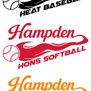 Hampden baseball and softball team logos.