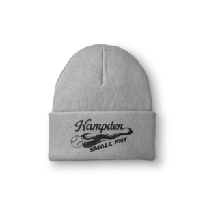 Gray beanie with "Hampden Small Fry" text.
