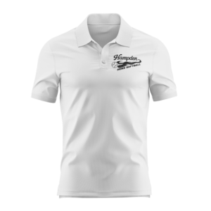 White polo shirt with "Hampden Horns Softball" logo.