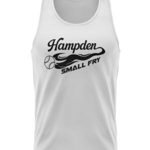 White tank top with "Hampden Small Fry" design.