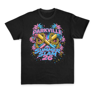 Black t-shirt with colorful Parkville Summer Slam