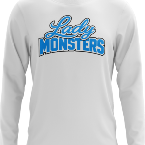 White long-sleeve shirt with Lady Monsters logo