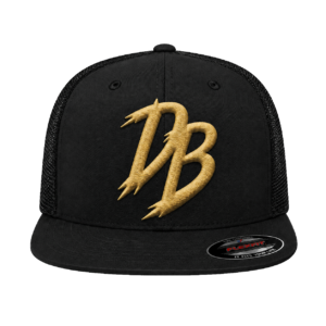 Black baseball cap with gold embroidered DB