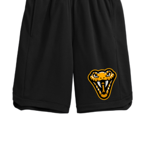 Black shorts with yellow snake logo