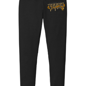 Black leggings with yellow "Venom" logo